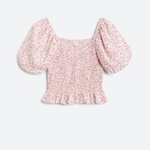 Dee Elle Taper Smocked Cropped Blouse